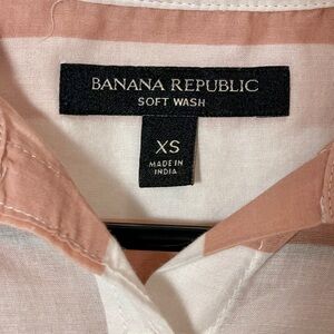 Banana Republic Soft-Wash Striped Boyfriend Shirt Pink Button Down Top XS